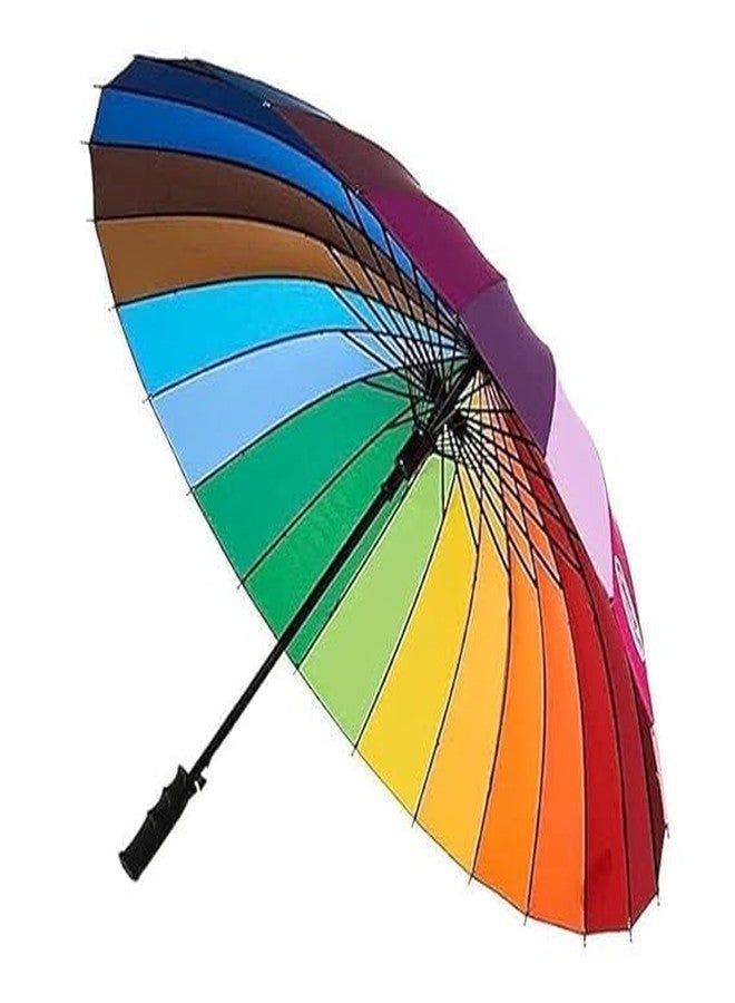 PUNJAN Rainbow Color Big Size Umbrella for Rain & Sun | Windproof Waterproof UV Protection Long Handle Umbrella for Men & Women | Stylish Outdoor Travel Chhata for Barish & Summer - Image 1